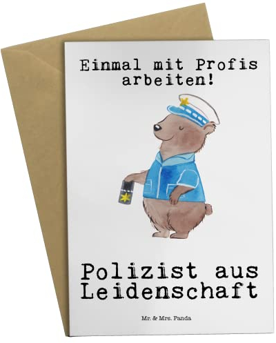 Mr. & Mrs. Panda Grußkarte Polizist Leidenschaft - Geschenk, Rente, Beruf, Cop, Mitarbeiter, Einladungskarte, Geburtstagskarte, Polizei,