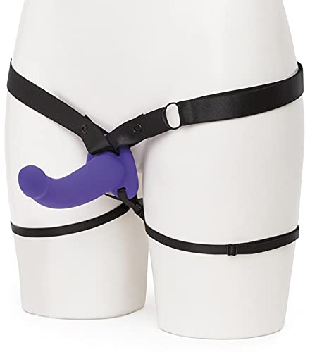 Lovehoney Double Take Double Ended Strap on Dildo for Couples, Purple | Waterproof, Silicone, Elasticated & Adjustable Harness, Curved 7 Inch Silicone Dual Ended Dildo for Women