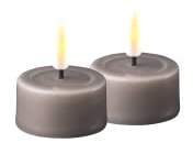 Deluxe Homeart Indoor Flameless LED Jumbo Tealight Set - with Real Flame™ Technology - Battery Powered Candle (Grey)