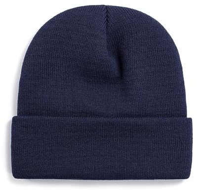 ANEWISH Unisex Warme Beanie Strickmütze,Wintermütze für Damen und Herren,Feinstrick Mütze,Doppelt Gestrickt Bunte Hüte - Navyblau