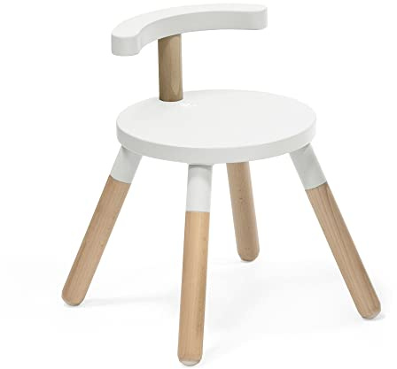 Stokke MuTable Stuhl, White - 2023 Neugestaltung - Anpassbare Sitzhöhe & entfernbare Rückenlehne - Hergestellt aus Buchenholz - Von 1,5 bis 8 Jahren