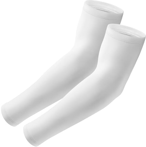 Aprilswan Armstulpen, UV-Sonnenschutz, Sport, rutschfeste Kompressionsabdeckung für Herren/Damen, 1 Paar, Weiß, Einheitsgröße