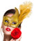 Balinco Venezianische Maske, Augenmaske venezianisch, Halbmaske Kostüm, Gesichtsmaske Karneval, Fasching, Halloween, Maskenball, Kopfschmuck Gold mit Feder