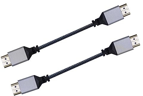 RIIEYOCA Cavo intrecciato UHD 4K HDMI maschio a HDMI 0,75 ft, cavo HDMI 2.0 ad alta velocità, supporta 4 K a 60 Hz, 1080p, 2 K, HDCP 2.2, ARC, 3D, cavo maschio a maschio (2 pezzi)