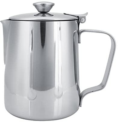 Akozon Café de Acero Inoxidable, Taza, Taza, Jarra para Espumar Leche, Jarra con Tapa para Latte Art, 2000 Ml, Art Office Kitchen, 2000 Ml (350ml)