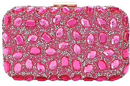 Fecialy Pochette Per le donne Borsa da sera in cristallo Borsa con pietre preziose Borsetta formale con strass Per la festa di nozze