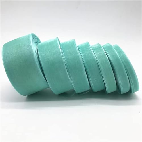 6/10/15/20/25/38/50 mm 50 Yards Organzaband für handgefertigte Schleifen, Basteln, Hochzeit, Weihnachtsdekoration, DIY-Karte, Geschenkverpackung, Cyan, 15 mm, 50 Yards