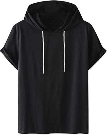 VPQILH Maglietta Uomo Manica Corta Felpe con Cappuccio Hoodie Basic Manica Corta T-Shirt Casual Vintage Palestra Maglietta Elasticizzato Original Tee Cotone Estive T Shirt Maglia Elegante Tinta Unita