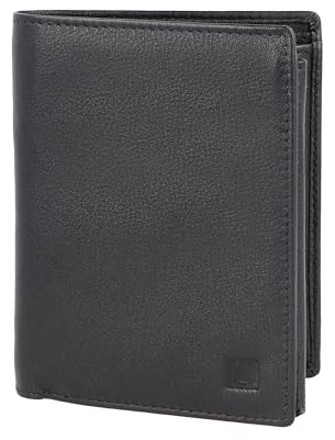 LEDEROW Geldbörse Herren Leder Schwarz - Hochformat Geldbeutel inkl. Geschenkbox - Männer Portemonnaie RFID Schutz mit Münzfach - Portmonee Wallet Brieftasche Mann groß (Schwarz)