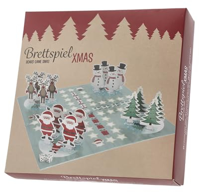 Weihnachts Würfelspiel Ludo für 2-4 Spieler - Winterliches Brettspiel für Kinder ab 5 Jahren - Gesellschaftsspiel Spieleklassiker Familienspiel Weihnachten Nikolaus Wichtel Geschenk
