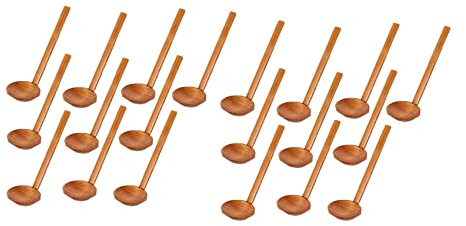 Fegtrty Cuchara de sopa japonesa de 8.5 pulgadas hecha a mano para ramen de madera, juego de utensilios de cocina para cocina, cuchara de madera para olla caliente, 20 piezas