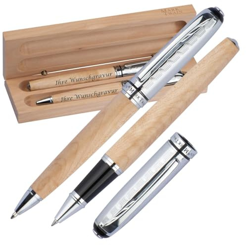 Mark Twain Schreibset aus Holz mit Gravur / Kugelschreiber und Rollerball