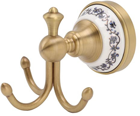 CDQL Porte-Manteau Mural en Porcelaine Bleue et Blanche Antique à 3 Griffes Rétro pour Salle de Bain, Belle Décoration élégante pour Vêtements, Crochet pour Peignoir, pour Entrée,