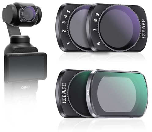 IZEAFH Variables ND-Objektivfilter-Set für DJI Osmo Pocket 3 Creator Combo Zubehör Variable ND-Filter 1-5 Stops + 6-9 Stops kompatibel - 4er-Pack (VND2-32 VND64-512 UV CPL), KD3-002