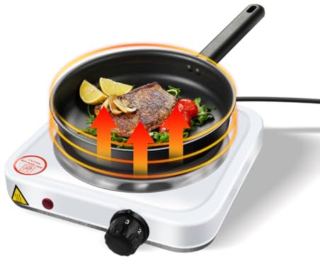 Hot Plate, Portable Electric Hob for Home, Single Hot Plate with 5 Adjustable Temperature Settings Control, Ring Table Top Stove for Cooking, Frying, Warming, Ideal for Cooking While Travelling