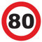 Autocollant Sticker Limitation de Vitesse Autocars Cercle Rouge - Tracteur Poids Lourds Disque limitation Vitesse Camion 80 KM/H adhésif - 15 cm Diamètre