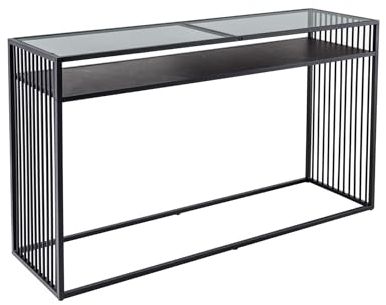 Riess Ambiente Design Konsolentisch Architecture 120cm schwarz Marmor-Optik Rauchglas, Beistelltisch für Dein Wohnzimmer, moderner Sofatisch