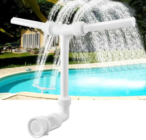 Dual Spray Pool Fountain, Adjustable Pood Waterfall Direction And Height, Cooling Water Temperature 6-10 Degrees for Garden Sprinkle Water Feature Outdoor Decoration(White)