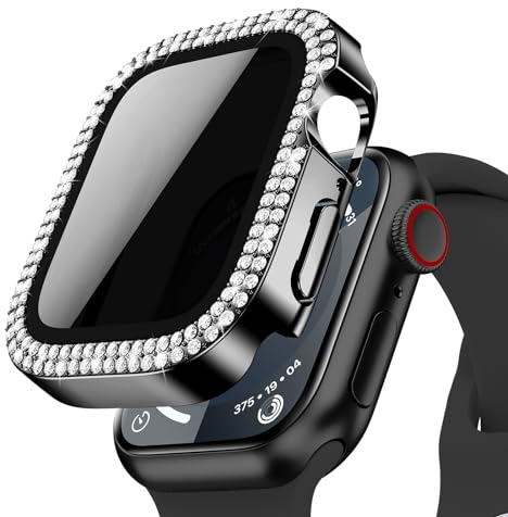 Neitra Brillantini Cover per Apple Watch Series 9/8/7 41MM Privacy Pellicola Protettiva Anti Spy, Custodia Protettiva Bling con Anti-Spia Vetro Temperato, Privacy Custodia per iWatch 41mm