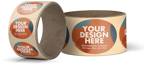 Aufkleber selbst gestalten – ab 50 Stück – oval – Papier oder Folie – personalisierte Sticker auf Rolle – als Logo Aufkleber, Etikett für Gastgeschenke, handmade Produkte – selbstklebend