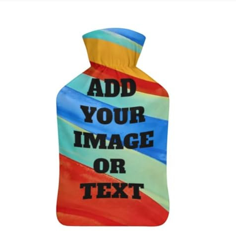 Rubber Hot Water Bottle with Soft Cover, Personalized Custom Your Image/Text, Hot Water Bag for Neck, Shoulder and Hand Feet Warmer, Hot Compress and Cold Therapy,Custom Pattern,1000ml