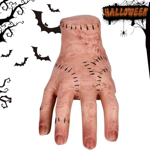 Addams Family Hand, Eiskaltes Händchen, Wednesday Händchen, Realistic Scarred Händchen, Horror-Requisiten Geeignet für Halloween und Cosplay