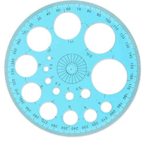Pochoir circulaire pour dessin bleu, gabarits de mesure, pochoirs circulaires, pour dessin technique, règle ronde pour aide au dessin, pochoir circulaire, pochoir pour apprentissage, conception de