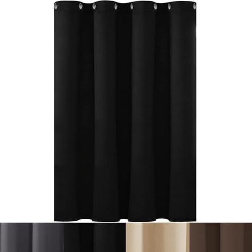AMZYU Ösenvorhang Lärmschutzvorhang 1Er Pack, 70 x 185 cm Schöner Weicher, Sichtschutz Blackout Curtain Verdunkelung, Raumteiler Waschbar Größe Und Farbe Wählbar, Schwarz