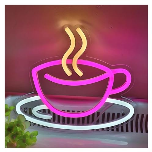 BYAMBD Home Bar Decor Coffee Cup Neon Light Cup Neon Sign USB Powered Dimmable Night Light for Shop Party Wall Decor Sign Lamp 22.2cm×19.2cm