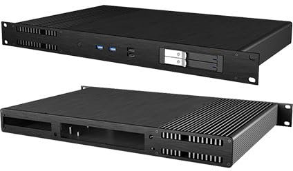 Akasa Fanless Thin-Mini-ITX Case,1U Rackmount, 35W TDP, LGA1851/1700/1200/115X, Support USB3.2&USB2.0&Low PPCI-E 2.5 SSD&PCIe Slot&2.5 SATA Mobile Tray, 5.9L, A-ITX52-M1BV2