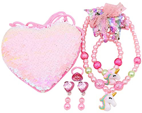 BESTonZON 1 Jeu collier pour enfants bracelets pour enfants jouets de petite fille bijoux de sirène bracelets fille trousse enfant collier de perles jouet de bracelet de fille Plastique rose