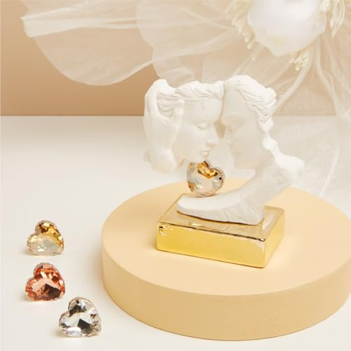 CLARALUNA Bomboniera Matrimonio Coppia Sposi Innamorati Stilizzati con Cuoricino Strass (Silver)