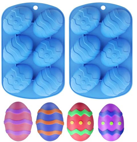 Moule à Oeufs de Pâques, 2pcs Forme d'oeuf Moules en Silicone Moule Chocolats Pâques Moules à Gâteaux Moule de Cuisson pour Pâtisserie Gâteau Muffin Cadeau de Pâques