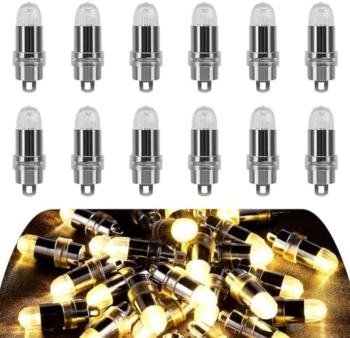 Mini Lampe LED, 12 Pièces Petite Lampe Portable, Mini LED Ballon, Lumière pour Maison de Poupée, Micro Lumiere LED avec Trous de Suspension (Jaune Chaud)