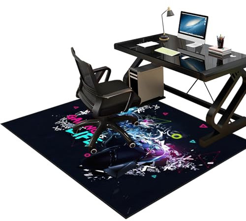 Tkuhknag Tappeto per Sedia Gaming, Tappetino per Sedia da Ufficio, Tappeto per Sedia Gaming, Tappetino Pavimenti per Parquet, 80 x 100 cm Tappeto per Sedia con Ruote, Tappetini per Sedie da Ufficio