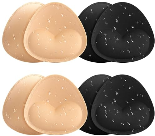 Aiwosana wasserdichte BH Einsätze Pads 4 Paare, Push-up Bikini Badeanzug Einsätze für Frauen Genäht Gepolsterte Sport-BH (B/C)