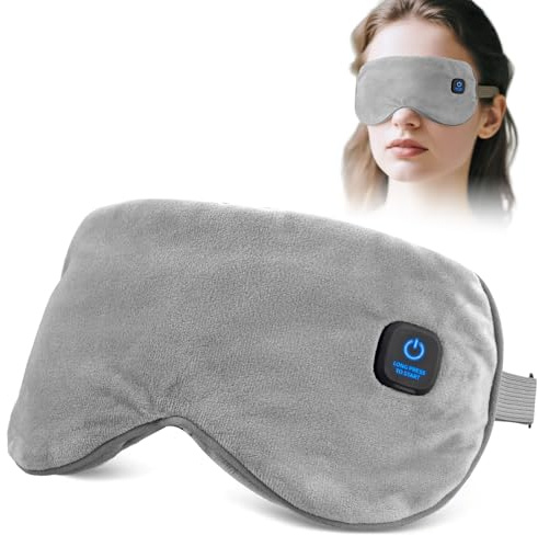 FUNYKICH 2 in 1 beheizte- und Schlaf-Augenmaske, Wärmbrille mit 3 Wärmestufen,15-Minuten-Timer,Leicht & Tragbar,1000mAh kabellose Wärmende Augenmaske zur Linderung von Augenermüdung für Schlaf Reise