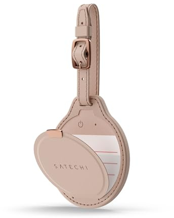 SATECHI FindAll™ Kofferanhänger, Wüstenrosa, TSA-freundlich | Bluetooth-Finder für Koffer, GPS-Tracker-Alternative mit Apple „Wo ist?“, kabellos aufladbar, TSA-freundlich, Signalton