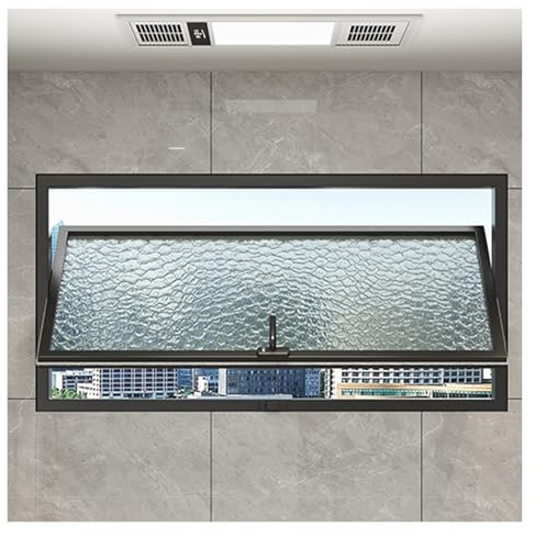 LFONDIGE Fenêtres de sous-Sol de Remplacement, rectangulaires, affleurantes, pivotantes à 360°, 3 Tailles, sur Mesure, pour Salle de Bain, Douche extérieure, coulissantes avec moustiquaire (Noires, 1