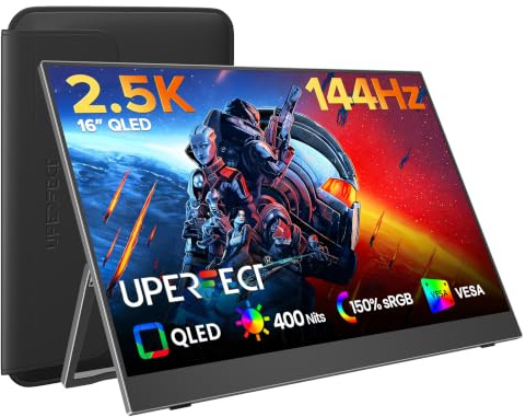 UPERFECT 16 Pulgadas 2K 144 Hz QLED Monitor Portátil, QHD 2560x1600 0.1 Ms