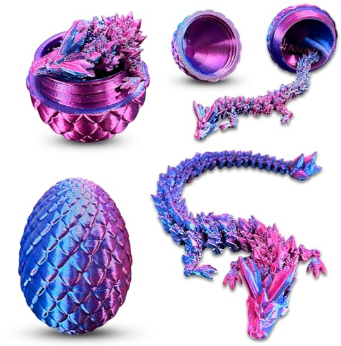 Yeefunjoy 3D Printed Dragon in Egg, Crystal Dragon with Dragon Egg