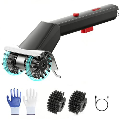 Hitish Cordless Electric Grill Brush for Outdoor - Waterproof BBQ Grill Cleaner with Lights Water Spray - Grill Cleaning Brush for Burnt-On Grease&BBQ Grates, 90-Min Runtime, 2 Stainless Heads Refill