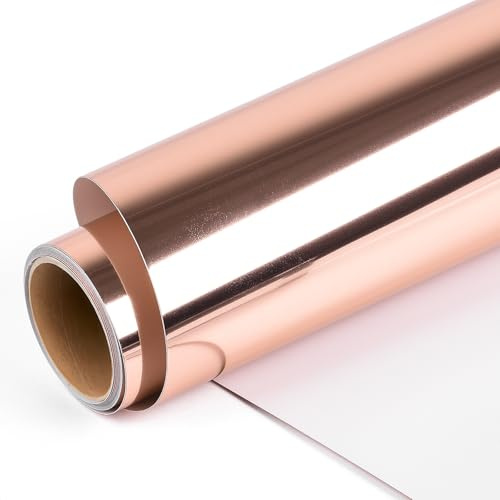 AMAZINGHOME Rose Gold Permanent Vinyl Roll with PET Backing - 30.5 x 170 cm Self Adhesive Vinyl for Silhouette Easy Weed & Bubble Free
