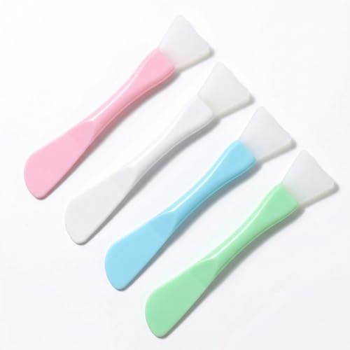 4 Pezzi Pennello Silicone Maschera Viso a Doppia Punta Pennelli Pulizia Viso per Applicare Maschere Facciali, Maschera Occhi, Siero o Fai da Te, Strumento di Bellezza
