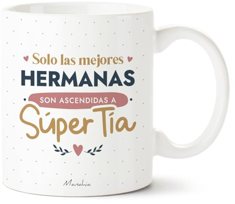 Manahia - Taza Tía - Solo las mejores hermanas son ascendidas a súper tía | Regalo Original Anuncio Embarazo, Futura tita, Sorpresa Nacimiento | Caja Regalo Kraft