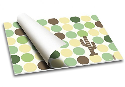 KaktusPunkt. - Schreibtischunterlage Schreibunterlage Motiv Kaktus Punkte Muster grün gelb Papier Papierunterlage DIN A2 40 Blatt
