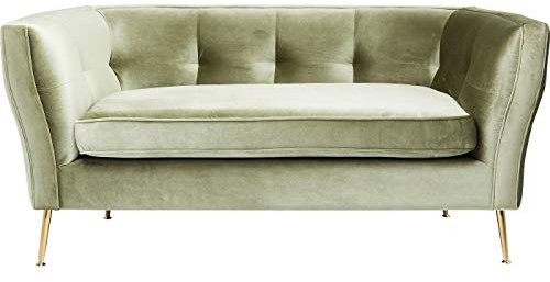 Kare Design Rimini, 2-Sitzer Sofa, Kiefer Massivholz, Grün, Sitzhöhe 47cm, Samt Look, Mid-Century Look, Couch, Wohnzimmer, (H/B/T) 76x170x86cm