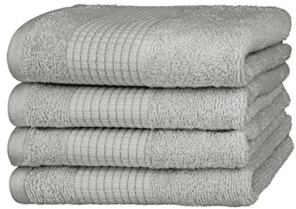 Merana Rome Handtuch Set | saugstark, weich und fusselfrei | Frottier Luxus Qualität | 100% Baumwolle | Oeko-TEX | 590 GSM (Dolphin Grey, 4 x Gästetücher (30x50cm))