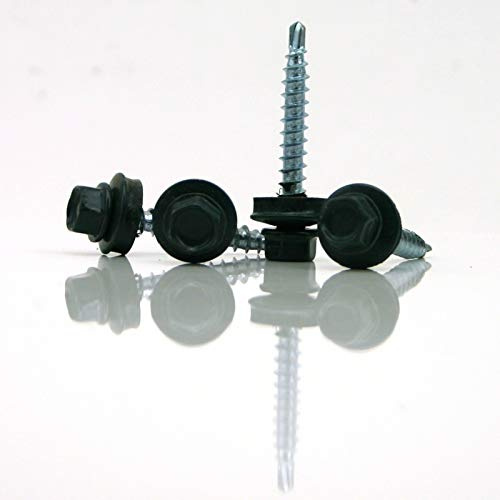 Trapezblechschrauben 4,8 x 55 mm selbstbohrend mit Dichtscheibe verschiedene Farben (100, graphitgrau - RAL 7024)