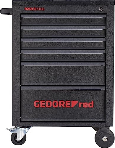 GEDOREred R21562002 Satz im Wagen MECHANIC schwarz 166-tlg | Befüllt, 6 Schubladen, 166 Teile, schwarz, HxBxT 910 x 628 x 418 mm
